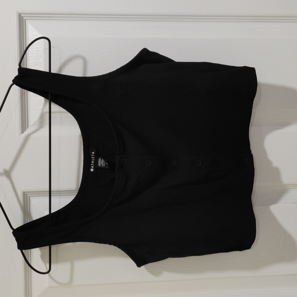 Athleta Black Button-Up Crop Top - Picture 3 of 5